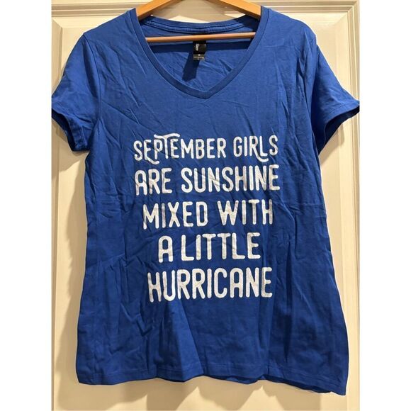 No Brand Tops - September Girls are Sunshine Mixed with Hurricane Women's V-neck size Medium